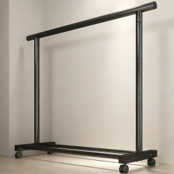 Floor-Standing Clothes Drying Rack for Home Use in Bedroom, Dormitory, Balcony; Single-Rod Clothes Drying Pole for Drying Quilts and Hanging Clothes; Simple Coat and Hat Rack