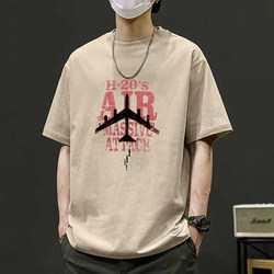 Jumaton Pure Cotton T-Shirt for Men, 2025 Summer New American Style, ins Printed Retro Short-Sleeve, Trendy and Versatile for Teenagers