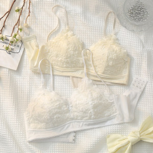 
White triangular cup bra for women summer thin small breasts push-up girl student O no steel ring big breasts showing small bra