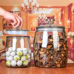 Thickened glass sealed tea can, commercial tangerine peel storage tank, large grain storage tank, dry goods display bottle, rice tank