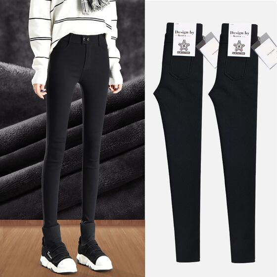 
Velvet leggings for women f outer wear 2024 autumn and winter new small feet pencil magic pants black versatile thickened cotton