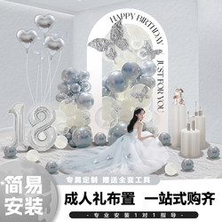 18Th Birthday Scene Setup Kt Board Girl's Coming-Of-Age Ceremony Balloon Party Decoration Atmosphere Background Wall