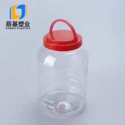 5000ml transparent plastic bottle PET large capacity popcorn bucket with handle round 5 liter plastic storage tank
