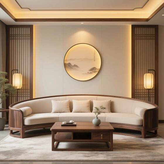 
Song style aesthetic Zen reception black walnut ash wood sofa high-end customized living room office B&B furniture