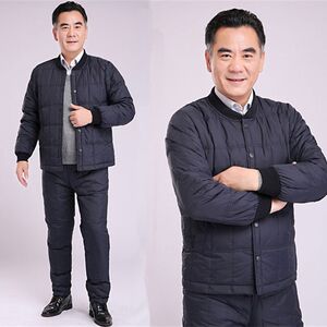 Middle -aged and elderly men's men's warm down jacket inner bile set thickened parents thin and thin elderly down pants