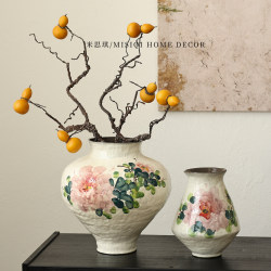 Jingdezhen New Chinese-Style Hand-Painted Ceramic Vase for Living Room, Suitable for Dried Flowers, High-End Feel, Can Be Used for Hydroponics, Flower Arrangement Vessel for Homestays and Hotels