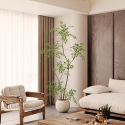 Nandina Bamboo Artificial Green Plant with a High-End Feel for Indoor Living Room, Large Floor-Standing Flower Pot, Faux Tree Decoration