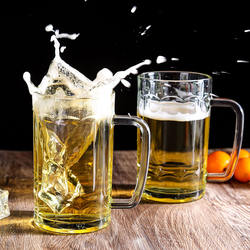 Glass Cup with Handle, Household Heat-Resistant Tea Cup, Large-Capacity Beer Cup, Juice Cup, Beer Cup, Milk Cup