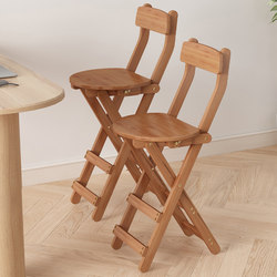 Folding chair high stool portable bar dining room bar stool backrest cashier front desk cafe solid wood outdoor