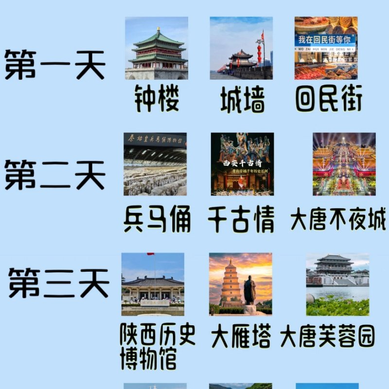 西安3天2晚可选小团兵马俑华清宫慈恩寺大雁塔广场钟鼓楼广场