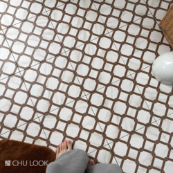 Medieval-Style Imitation Marble Woven Texture Tiles for Entrance, Balcony, Kitchen, Bathroom, Guesthouse, Shop, Warm Brown Floor Tiles