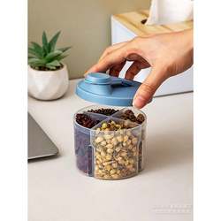 Flower Tea Storage Box with Compartments, Sealed Health-Preserving Herbal Medicine Storage Jar, Transparent with Lid, Nut and Dried Fruit Tea Storage Box