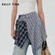 Xu Jingyun's same irregular splicing plaid skirt for women with niche layered shirt, buttocks curtain skirt 2025 new style