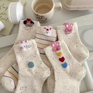 
Dot yarn socks women's plush bunny autumn and winter mid-calf socks ins trend Korean cute and sweet cartoon stockings