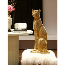 Golden Shell Leopard Ornament'Leopard Wealth' for Living Room Entrance to Attract Wealth and Prosperity, Feng Shui Floor-Standing Decoration