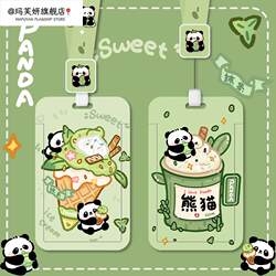 Cartoon Cute Student Campus Card Holder Kindergarten Pick-Up and Drop-Off Access Control Employee Work Id Card Yangcheng Tong Badge Protective Cover Bus Meal Card Retractable Lanyard Neck Strap Customizable