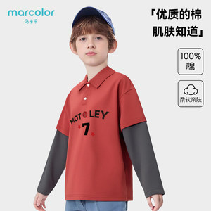 
Macale's new polo shirts for boys and girls T-shirts fake two-piece pure cotton children's clothing long-sleeved versatile tops