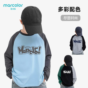 
Macale's new autumn style long-sleeved T-shirt for boys and girls, raglan sports round neck children's clothing, pure cotton bottoming top