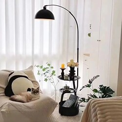 New Fishing Lamp Floor Lamp, a Modern Decorative Piece for the Living Room or Bedroom Next to the Sofa, with a Shelf and Table Lamp Integrated