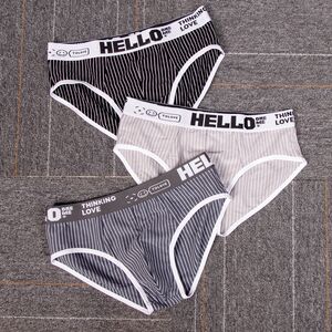 Low -waist striped cotton triangle trousers triangle trousers breathable men's underwear pure cotton comfortable and breathable youth four seasons
