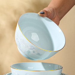 Yulong Cuiyue Shihua Ceramic Bowl for Home Use, 2025 New Model, Antique Style Bowl, Chinese Style Rice Plate, Soup Bowl, Fish Plate