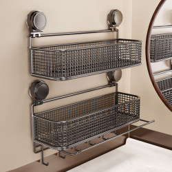 Suction Cup Storage Rack for Bathroom, No-Drill Wall-Mounted Cosmetic Organizer, Toilet Washbasin Organizer