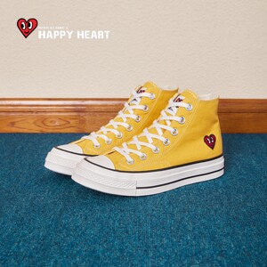 
Charles Heart Thick Sole High Top Canvas Shoes Women's 2026 Summer New Yellow Round Toe Versatile Casual Sneakers