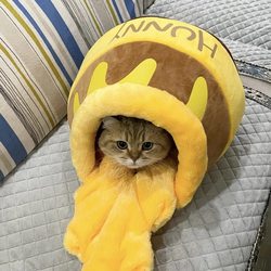 Winter Warm Enclosed Honey Jar-Style Cute Cat House Dog House Pet House Autumn and Winter Windproof Cat House Cat House for Winter