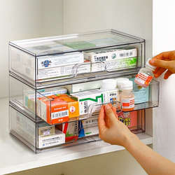 Acrylic Drawer-Type Medicine Storage Box, Transparent Layered Medicine Box, Large-Capacity Medicine Box, Household Medicine Storage Box