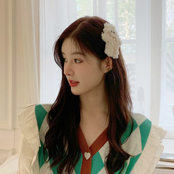 Cute Plush Cartoon Rabbit Hairpin with Side Bear Design, New Japanese Style Girl Hair Clip, Bb Clip, Hair Accessory