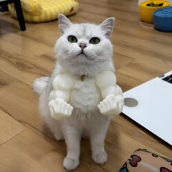 【Muscle Mighty Cat】3D Printed Cat Muscle Arms Pet Hulk Hanging Neck Arm Funny Boxing Model