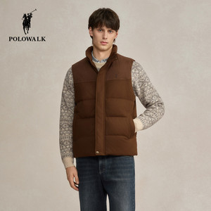 
POLOWALK men's down vest 2025 winter new product 90 duck down simple stand-up collar warm thick vest jacket