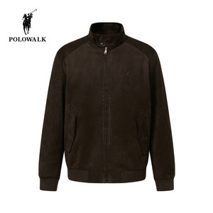
POLOWALK men's leather jacket 2025 winter new product 90 goose down retro splicing short zipper down jacket