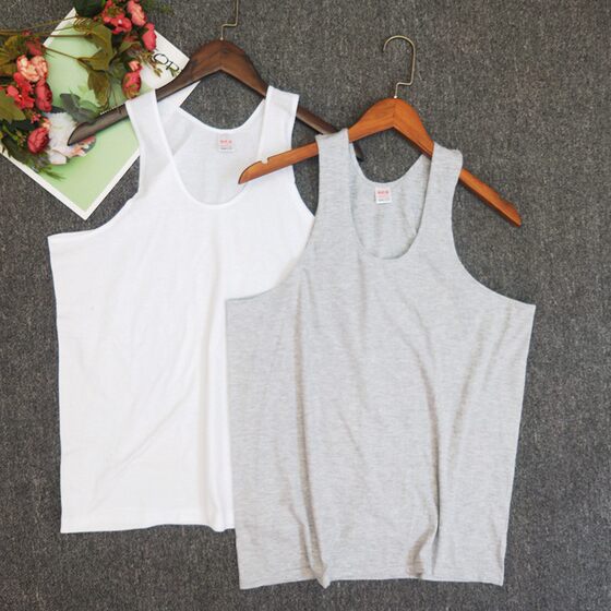 
Middle-aged and elderly pure cotton loose vest for men's cotton sweat cloth round neck sleeveless large size fat old man shirt grandpa sweat shirt