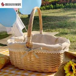Outdoor Picking and Picnic Bamboo Basket, Hand-Woven Finished Product, Handbag, Children's Storage Basket, Egg Basket, Vegetable Basket