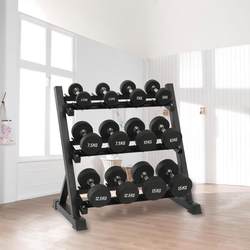 8 Pairs of Dumbbell Rack Fixed Dumbbell Combination Set for Home Fitness Gym Rubber-Coated Dumbbell Three-Layer Dumbbell Rack