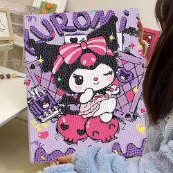 2025 New Kuromi Diamond Painting Handmade DIY Educational Sticker Painting with Frame for Children Full Diamond Girl Toy 6 Years Old