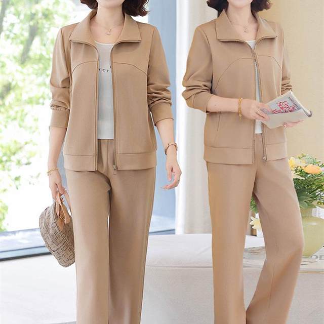 2025 New Mommy Fashion Suit Women's Middle-aged and Elderly Women's Spring and Autumn Casual Sportswear Two-piece Set