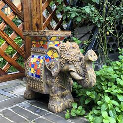 Featured cement fiberglass elephant flower stand, garden landscape ornaments, painted ceramic mosaic technology