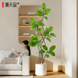 Artificial Rubber Tree, High-End Living Room Faux Green Plant, Decorative Potted Plant, Light Luxury Indoor Large Floor-Standing Ornament