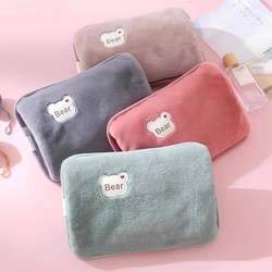 Jie Tang Rabbit Fur Plush Rechargeable Hot Water Bottle Explosion-Proof No-Disassembly Washable Electric Heating Pad Warm Water Bag Hand Warmer for Sisters Plug-In