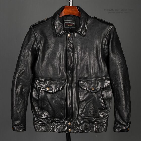 
M-306. Men's retro ready-to-wear washed distressed sheepskin classic lapel loose casual coat jacket leather jacket