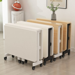 Pure solid wood folding dining table for small household apartment ultra-thin multi-functional movable retractable rectangular dining table