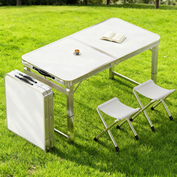 Folding Table, Stall Table, Outdoor Portable Camping Picnic Night Market Stall Work Table and Chairs, Adjustable and Foldable