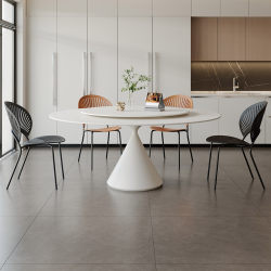 2024 new rock slab dining table light luxury modern simple cream style home living room small apartment round dining table