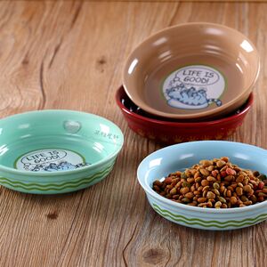 Ceramic pet bowl kitten cat food bowl cat food feed porcelain round multi -color cute cat bowl daily life tableware