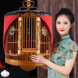 Large Bamboo Bird Cage for Cockatiels, Mynas, and Parrots, Full Set of Handmade Bamboo Cage, Premium Quality