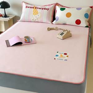 
Class A mother and baby grade ins cartoon summer mat ice silk mat bed cover three-piece set machine washable air conditioning soft mat