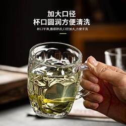 Household Heat-Resistant Cup with Handle, Transparent Large Glass Beer Mug, Bar Drinking Cup, Tea Cup, Thickened