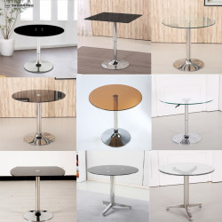 Simple modern tempered glass small round table stainless steel balcony leisure table negotiation reception reception table coffee